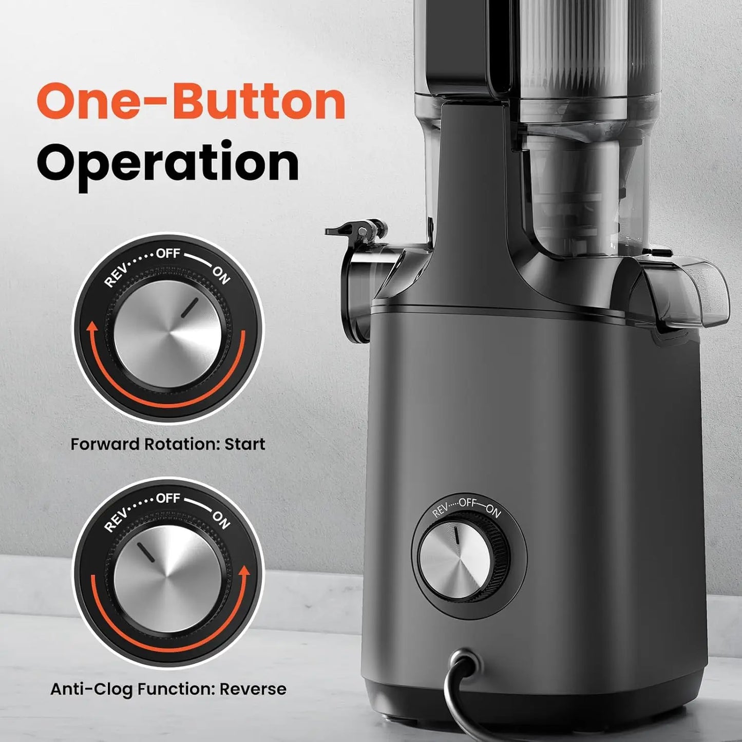 Cold Press Juicer, Slow Masticating Machines with 5.3" Extra Large Feed Chute Fit Whole Fruits Vegetables Easy Clean,200W
