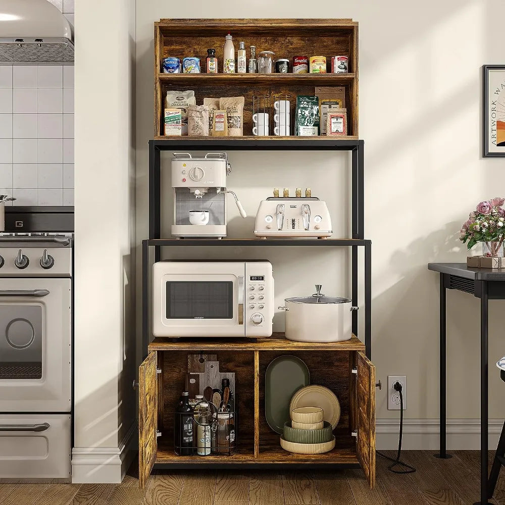 Bread rack, five layer shelf with power socket, microwave shelf, vertical kitchen storage