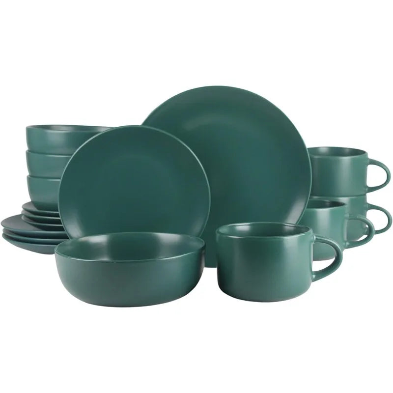 Wazee Matte Coupe Dinnerware Set, 16 pc, Midnight Blue