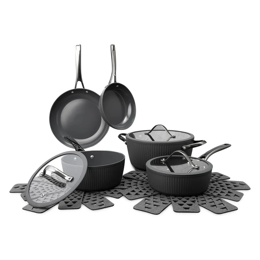 Cookware Set with Heavy Gauge Aluminum Cookware Protectors Induction Compatible Dishwasher Safe Durable