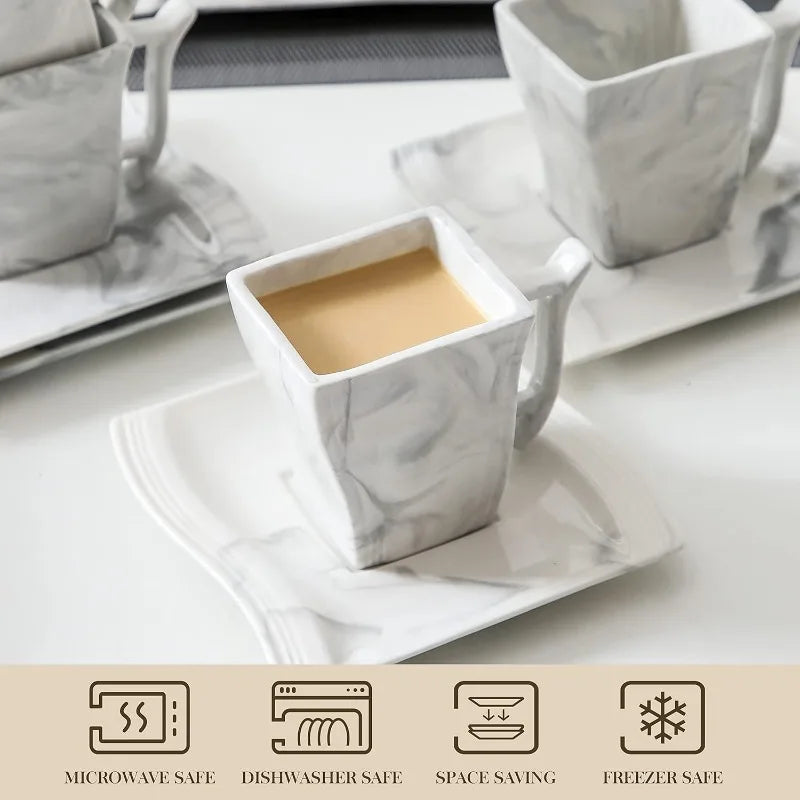 Porcelain Dinnerware Sets, Modern Square Dinner Set Plates and Bowls for Dessert, Salad and Pasta,