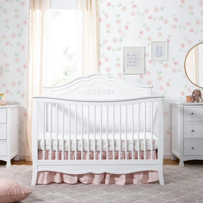 Fiona 4-in-1 Convertible Crib in White, Greenguard Gold Certified 52Lx8W x36.5H