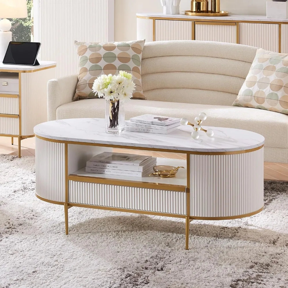 Modern Luxury Fluted Coffee Table,