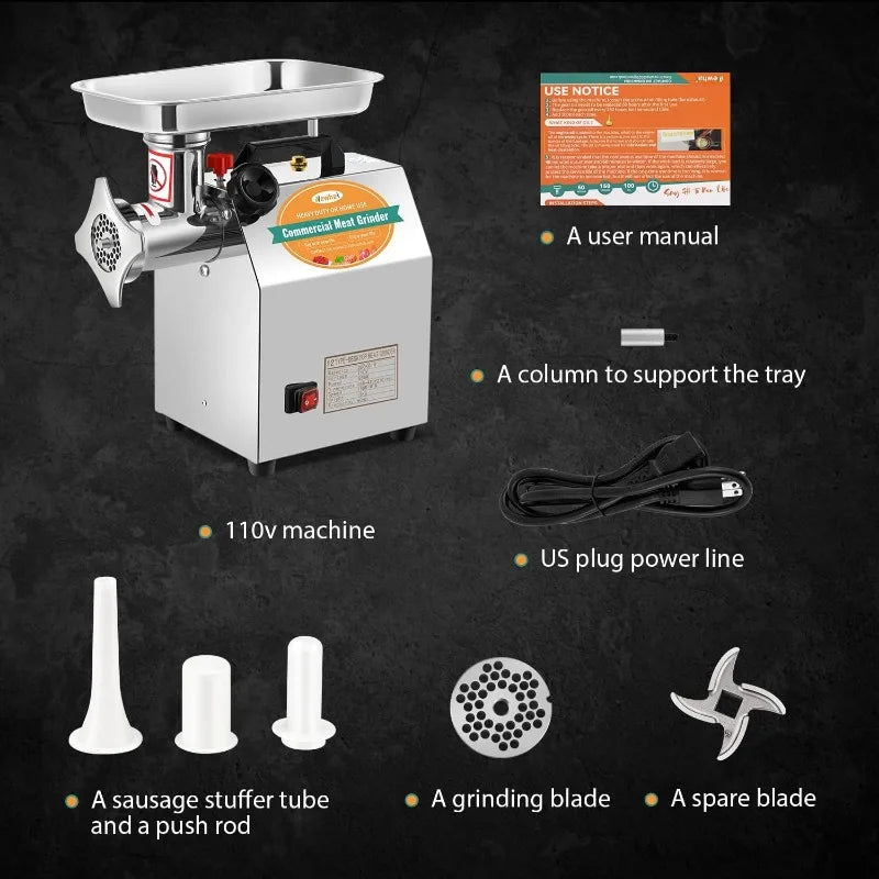 Commercial Meat Grinder, Electric Meat Grinding Machine, Heavy Duty Industrial Meat Mincer