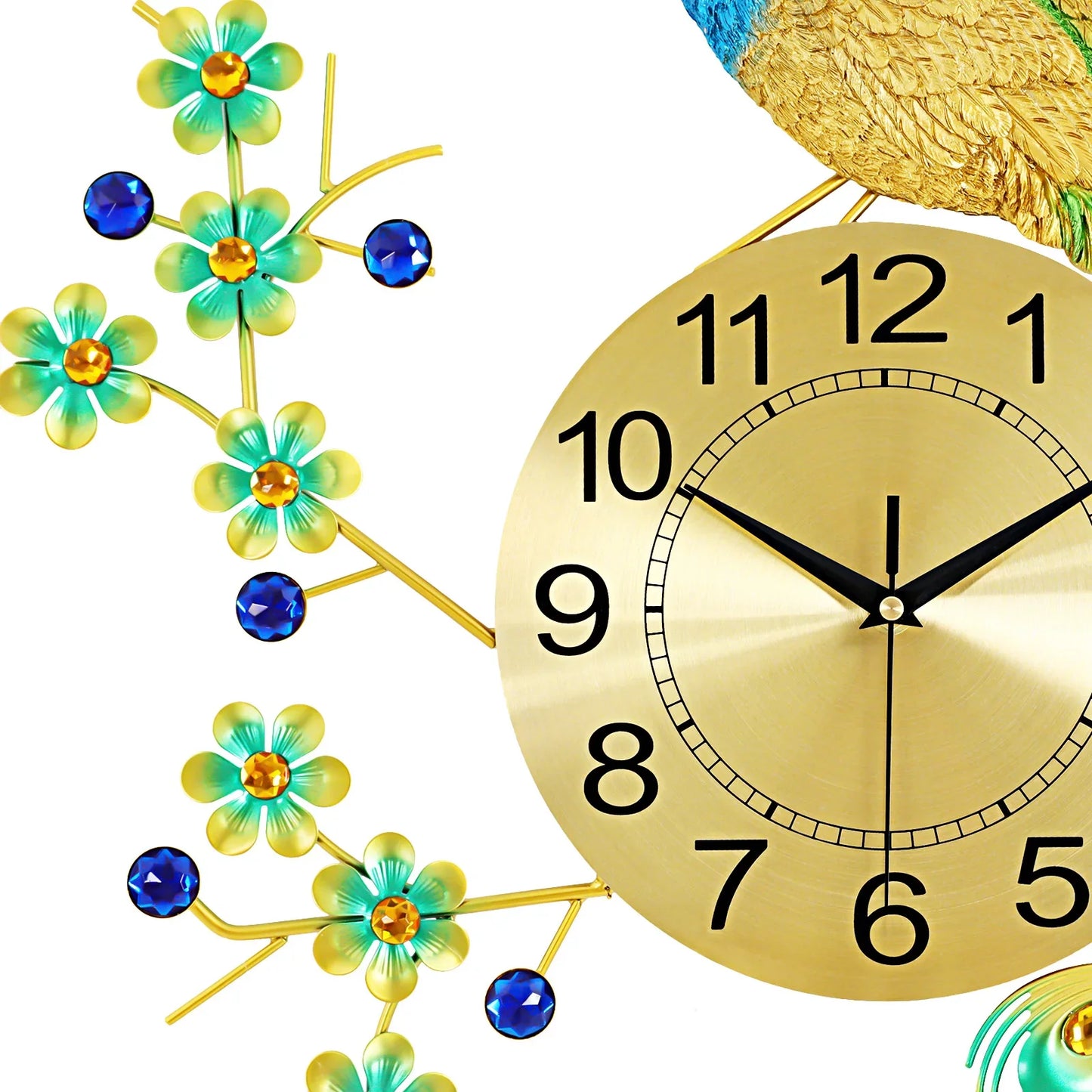 Large European Peacock Clock 70x65cm – Exquisite Wall Clock for Classic Interiors