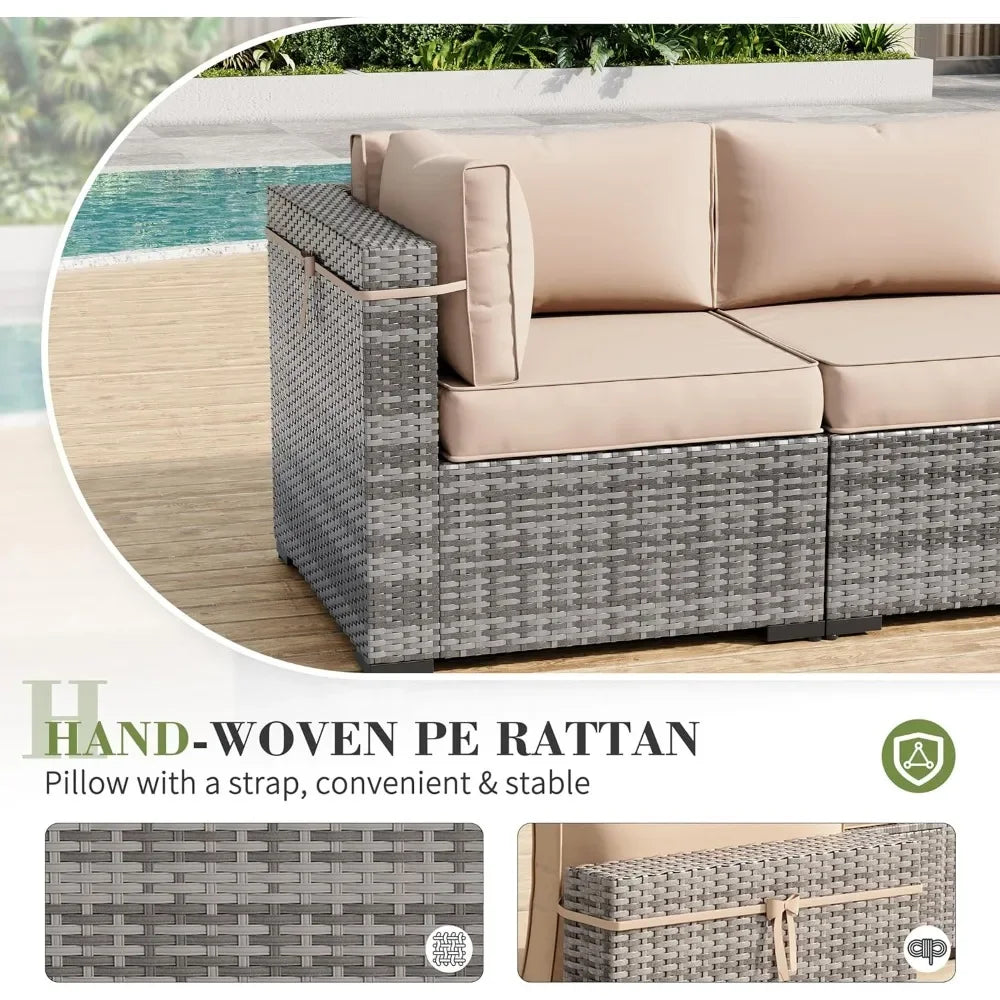Patio Furniture Set,Outdoor Patio Furniture Wicker Couch Set,7Pieces Outdoor Sectional Sofa with Patio Furniture Cover