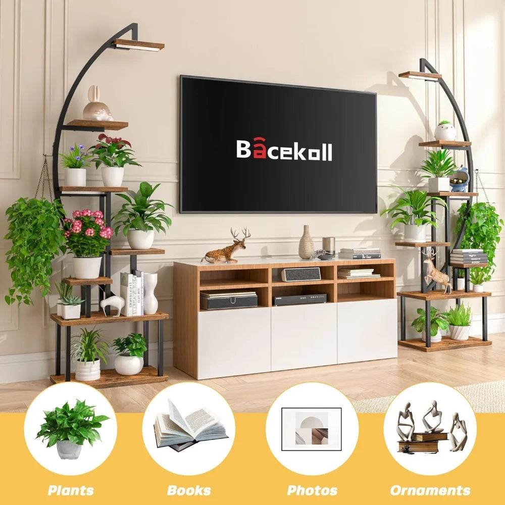 Half-Moon Shape Rack Living Room Shelf Large Holder Display Shelf Plant Stand