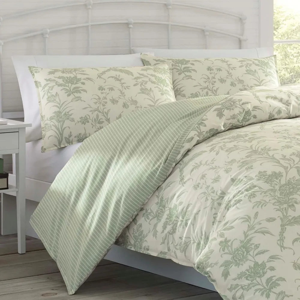 Laura Ashley Home - King Size Comforter Set, Reversible Cotton Bedding, Includes Matching Shams with Bonus Euro Shams & Throw