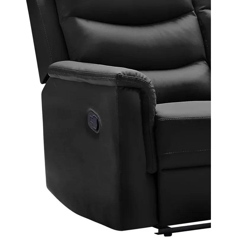 Sofa Set with 2 Recliners,3-Seater Leather Adjustable Loveseat Couch