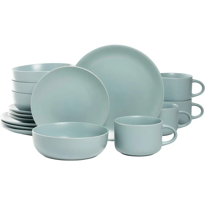 Wazee Matte Coupe Dinnerware Set, 16 pc, Midnight Blue