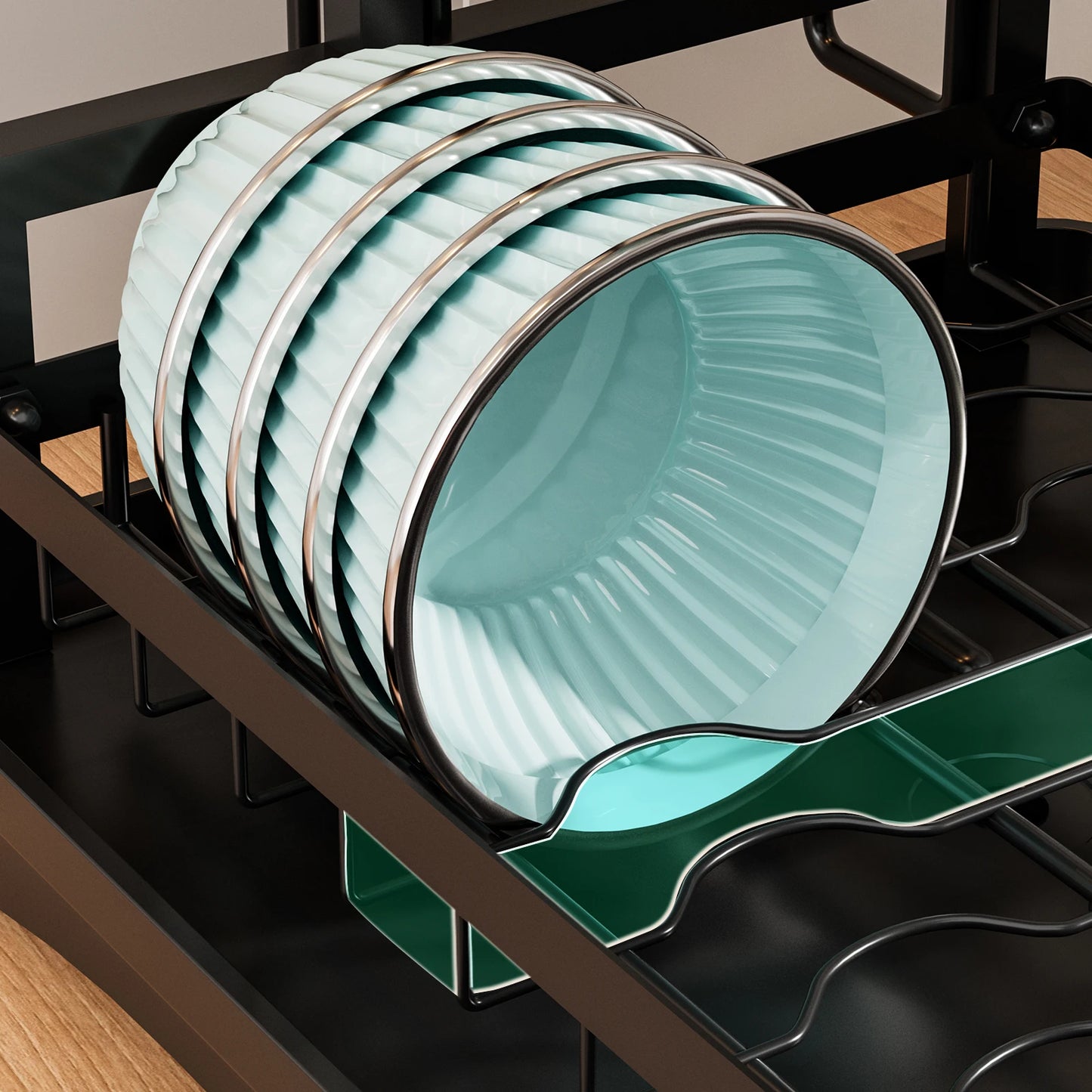 Dish Drying Rack, Space-Saving 2-Tier Dish Drying Rack