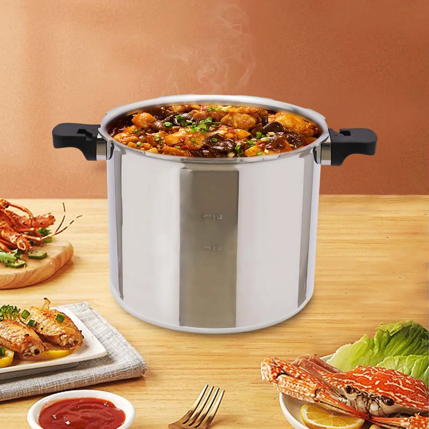 Large Capacity Pressure Canner Cooker With Pressure Gauge 10PSI Preserver Explosion Proof Safety