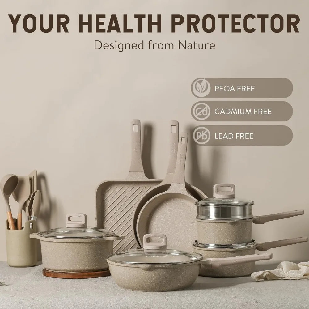 Pots and Pans Set Non Stick, 16Pcs Kitchen Cookware Set,