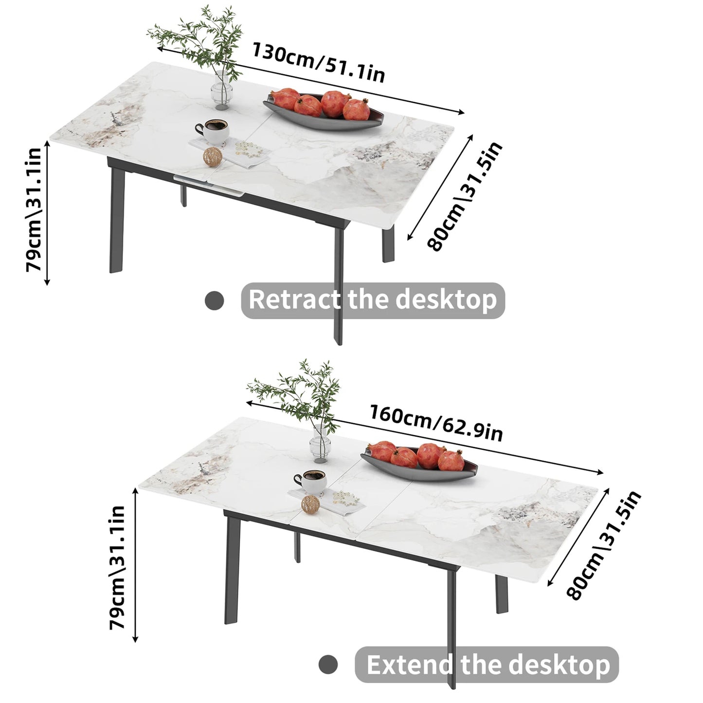 Kitchen Extendable Dining Table Stretchable