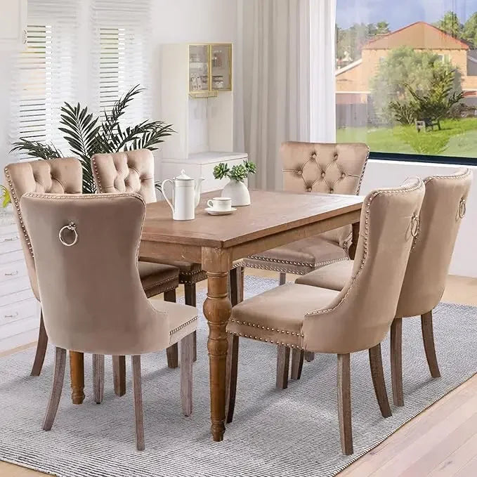 Velvet Dining Chairs, Tall Back Side Chair, Modern Upholstered High-end Tufted Side Chair with Button Back Ring