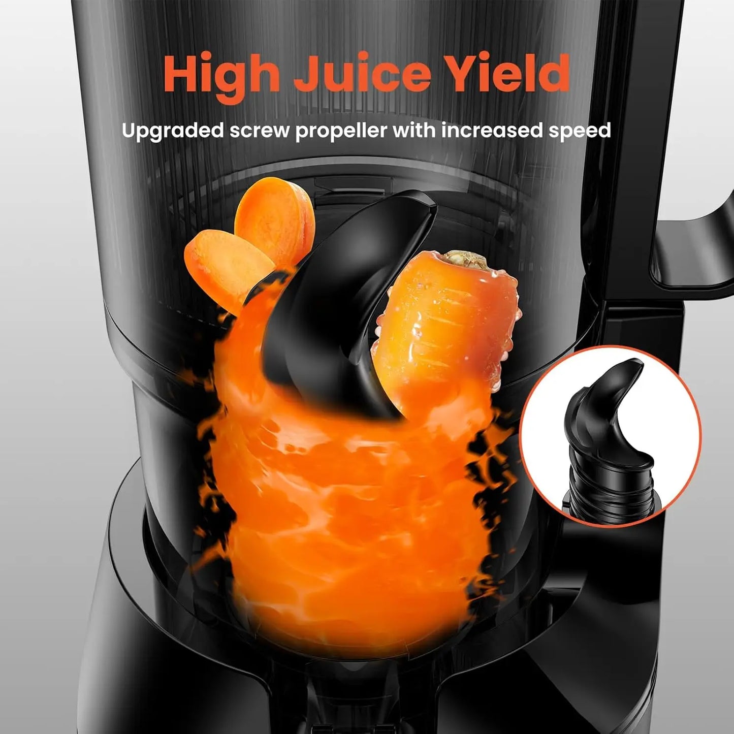 Cold Press Juicer, Slow Masticating Machines with 5.3" Extra Large Feed Chute Fit Whole Fruits Vegetables Easy Clean,200W