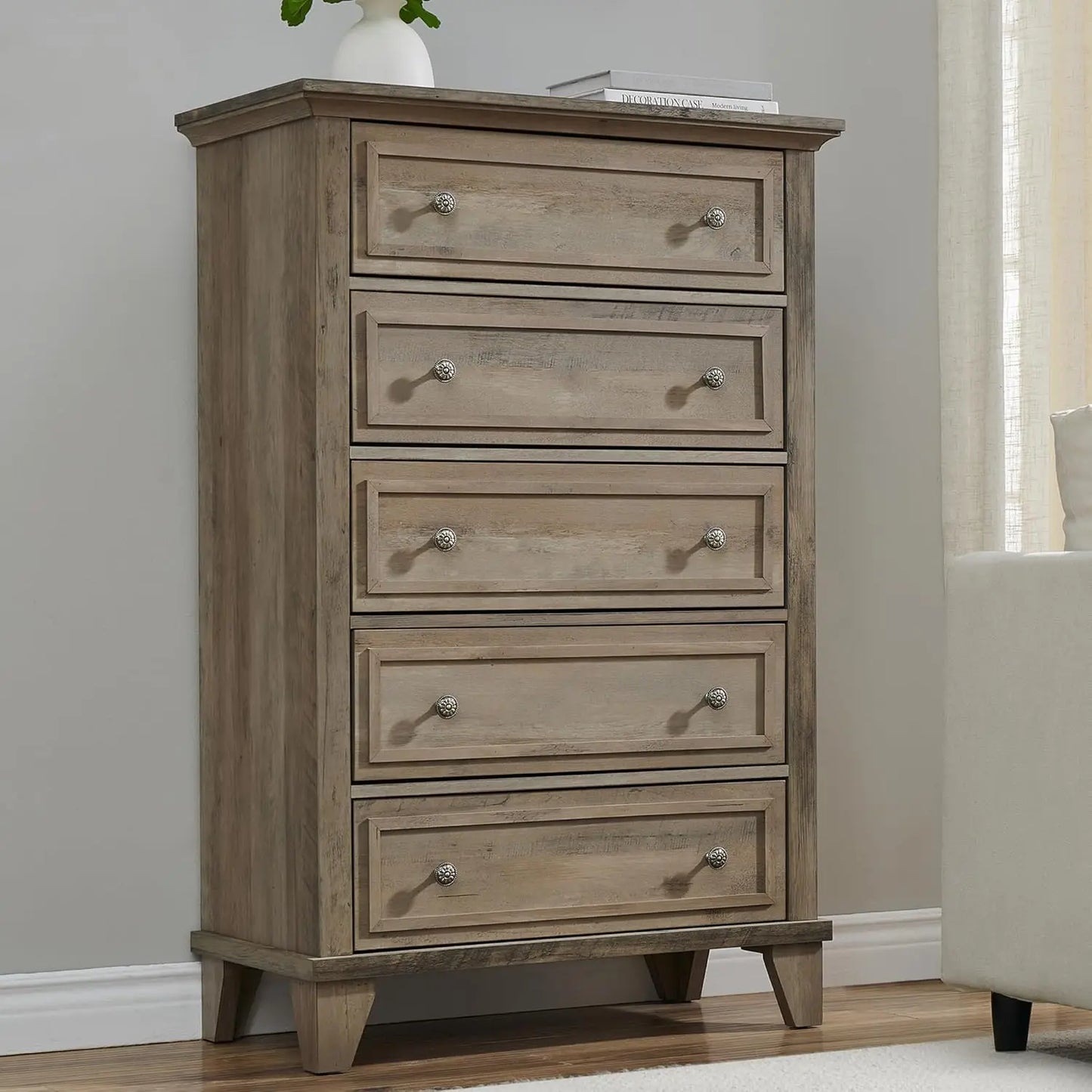 5 Drawer Dresser for Bedroom Drawer of Chest with Metal Handles TV Stand Closet Organizers