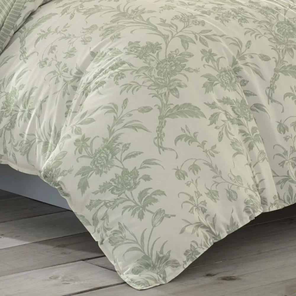 Laura Ashley Home - King Size Comforter Set, Reversible Cotton Bedding, Includes Matching Shams with Bonus Euro Shams & Throw