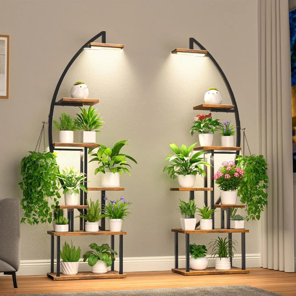 Half-Moon Shape Rack Living Room Shelf Large Holder Display Shelf Plant Stand