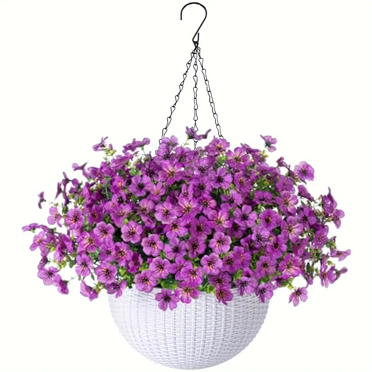 Fake Hanging Flowers With Basket -Artificial Flowers, Outdoor/Indoor Patio Lawn Decor,
