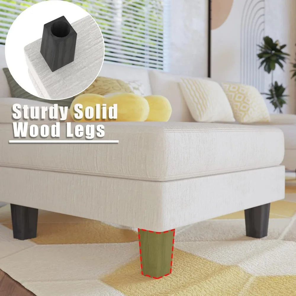 Convertible Sectional U-Shaped Couch with Soft Modern Cotton Chenille Fabric for Living Room,