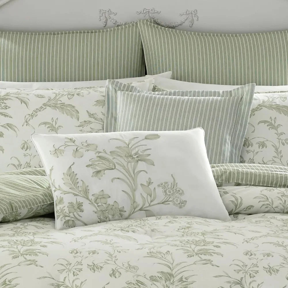 Laura Ashley Home - King Size Comforter Set, Reversible Cotton Bedding, Includes Matching Shams with Bonus Euro Shams & Throw