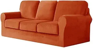 7 Piece Stretch Velvet Ektorp Sofa Covers, for 1 Base Cover, 3 Cushion Couch Cover and 3 Backrest Cover, for Living Room