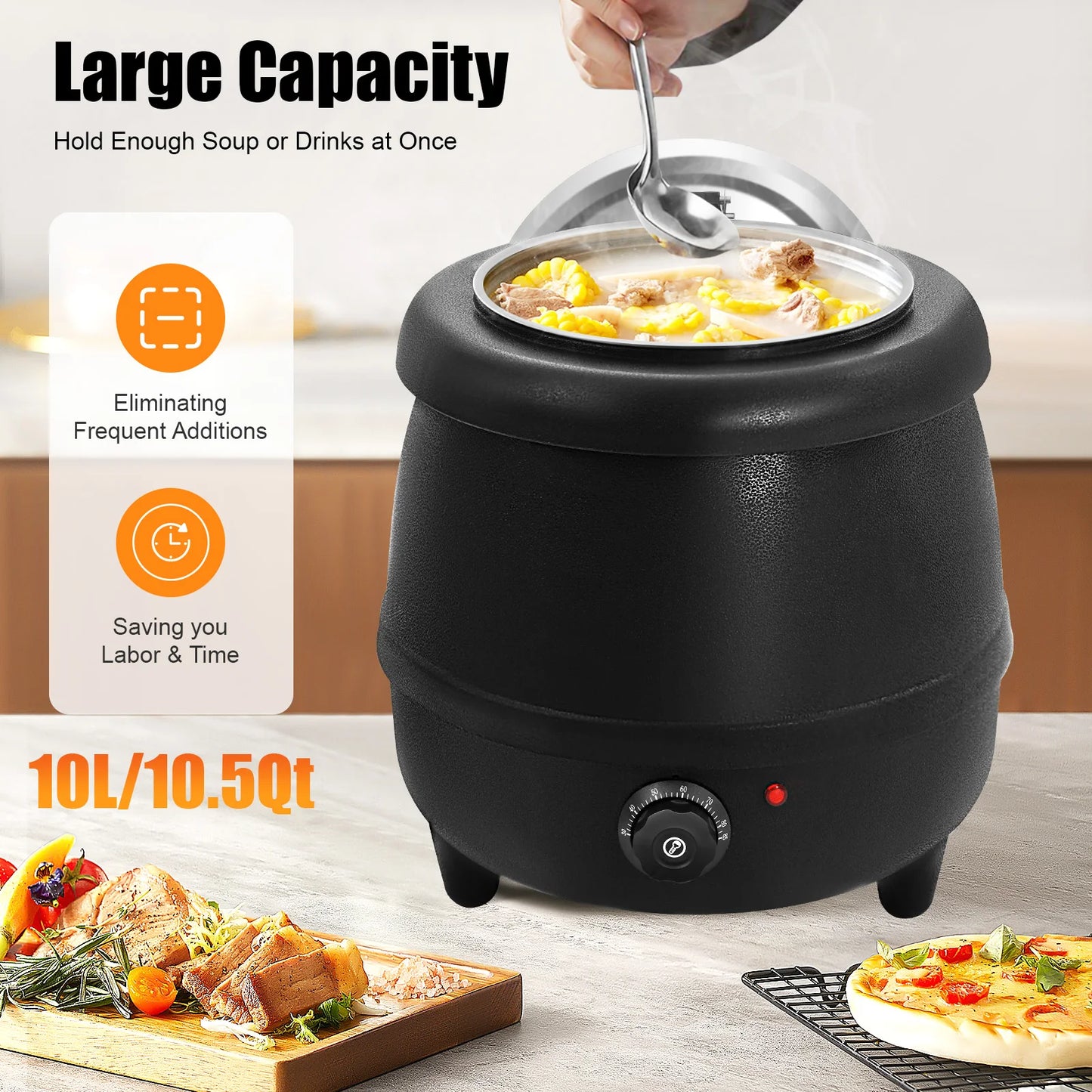 Adjustment, New Commercial 10 Liter Electric Soup Kettle Warmer Restaurant Stock Pot