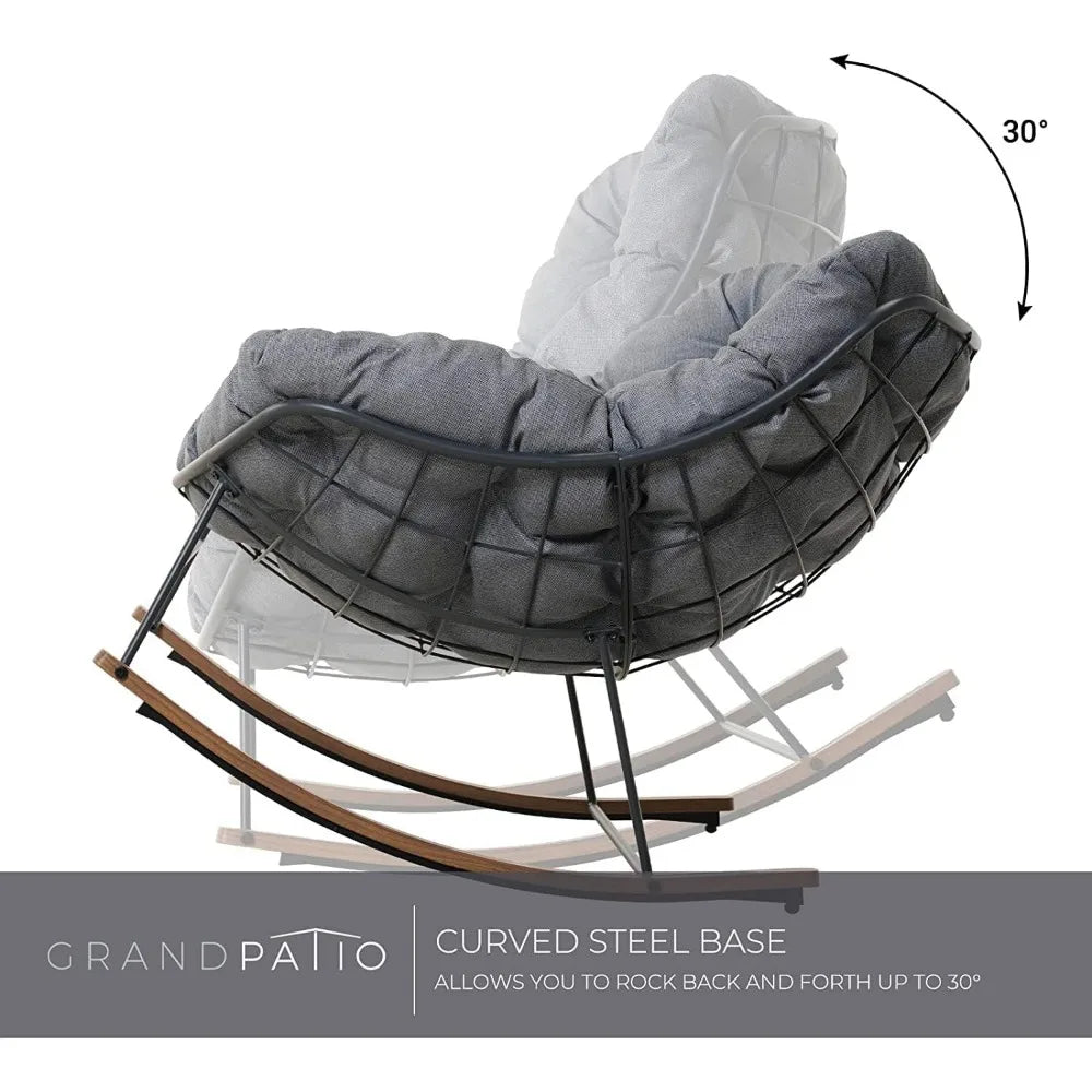 Royal Rocking Chairs, Coated Outdoor Rocking Recliner Chair Set of with Cushion for Front Porch Garden Patio Backyard