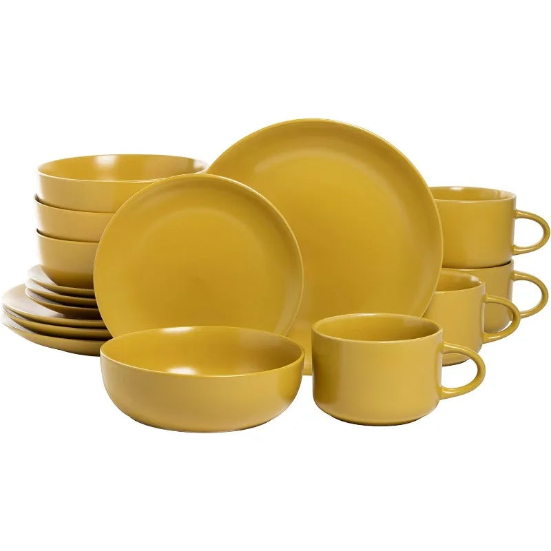 Wazee Matte Coupe Dinnerware Set, 16 pc, Midnight Blue