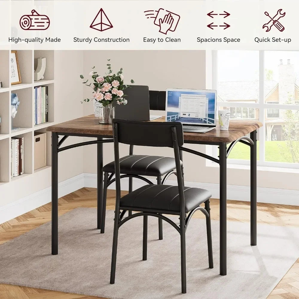 Dining Table Set for 4, Kitchen Table and Chairs, Rectangular Dining Room Table Set with 4 Chairs,5 Piece