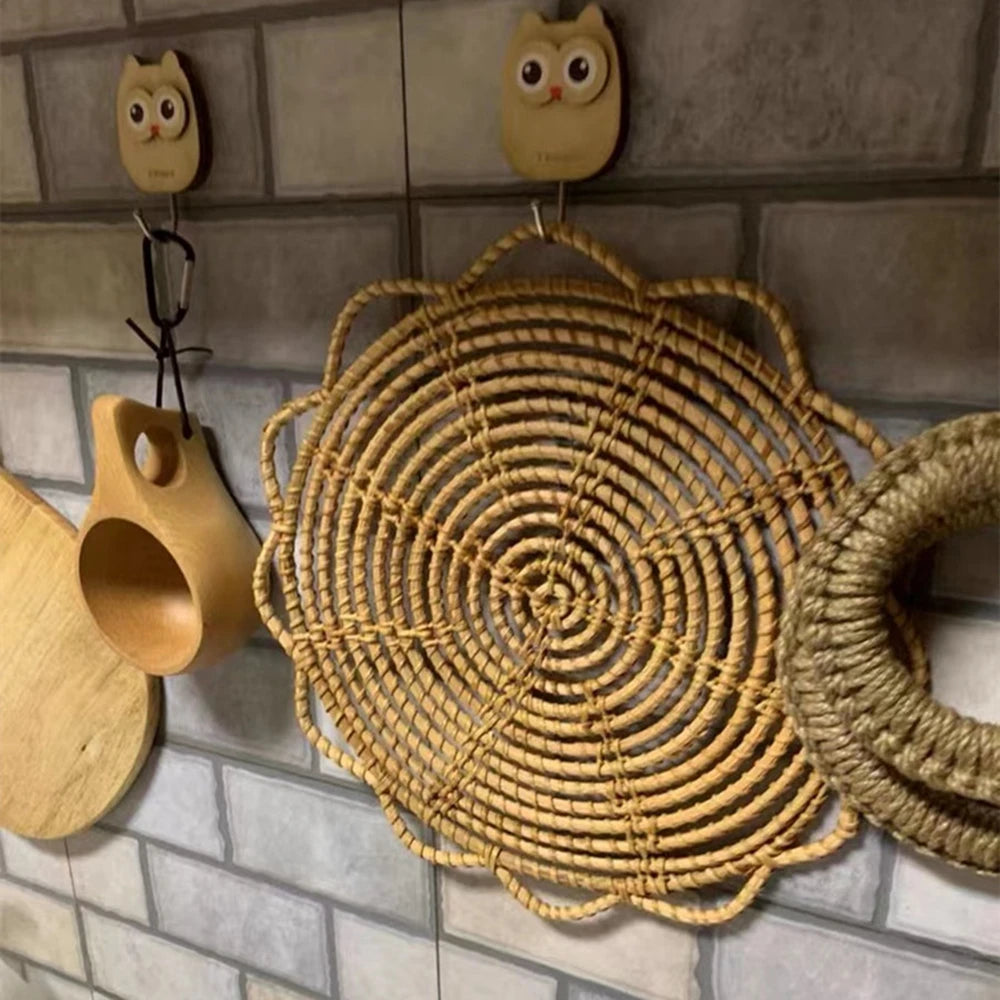 Basket Decoration Boho Rattan Crafts Wall Hanging Natural Living Room