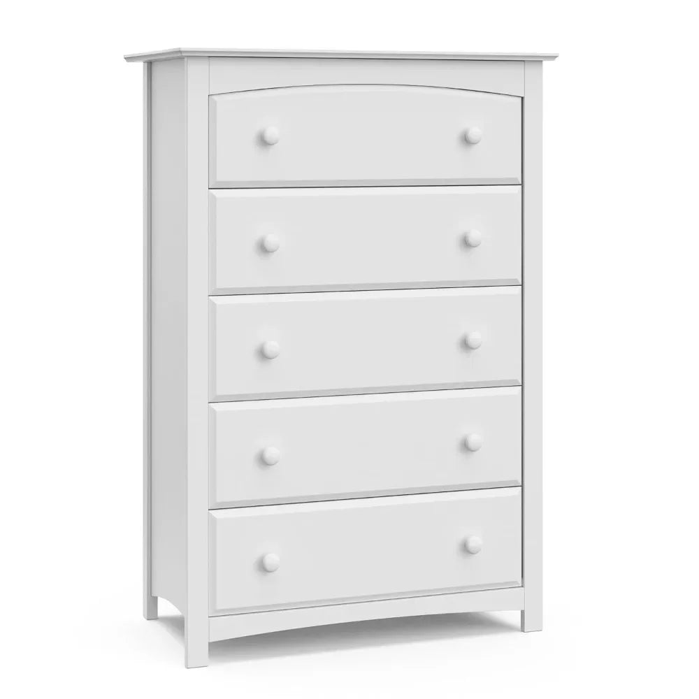 5 Drawer Dresser (White) for Bedroom,Nursery Dresser Organizer,Chest of Drawers with 5 Drawers,Universal Design for Bedroom