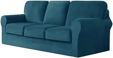 7 Piece Stretch Velvet Ektorp Sofa Covers, for 1 Base Cover, 3 Cushion Couch Cover and 3 Backrest Cover, for Living Room