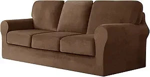 7 Piece Stretch Velvet Ektorp Sofa Covers, for 1 Base Cover, 3 Cushion Couch Cover and 3 Backrest Cover, for Living Room