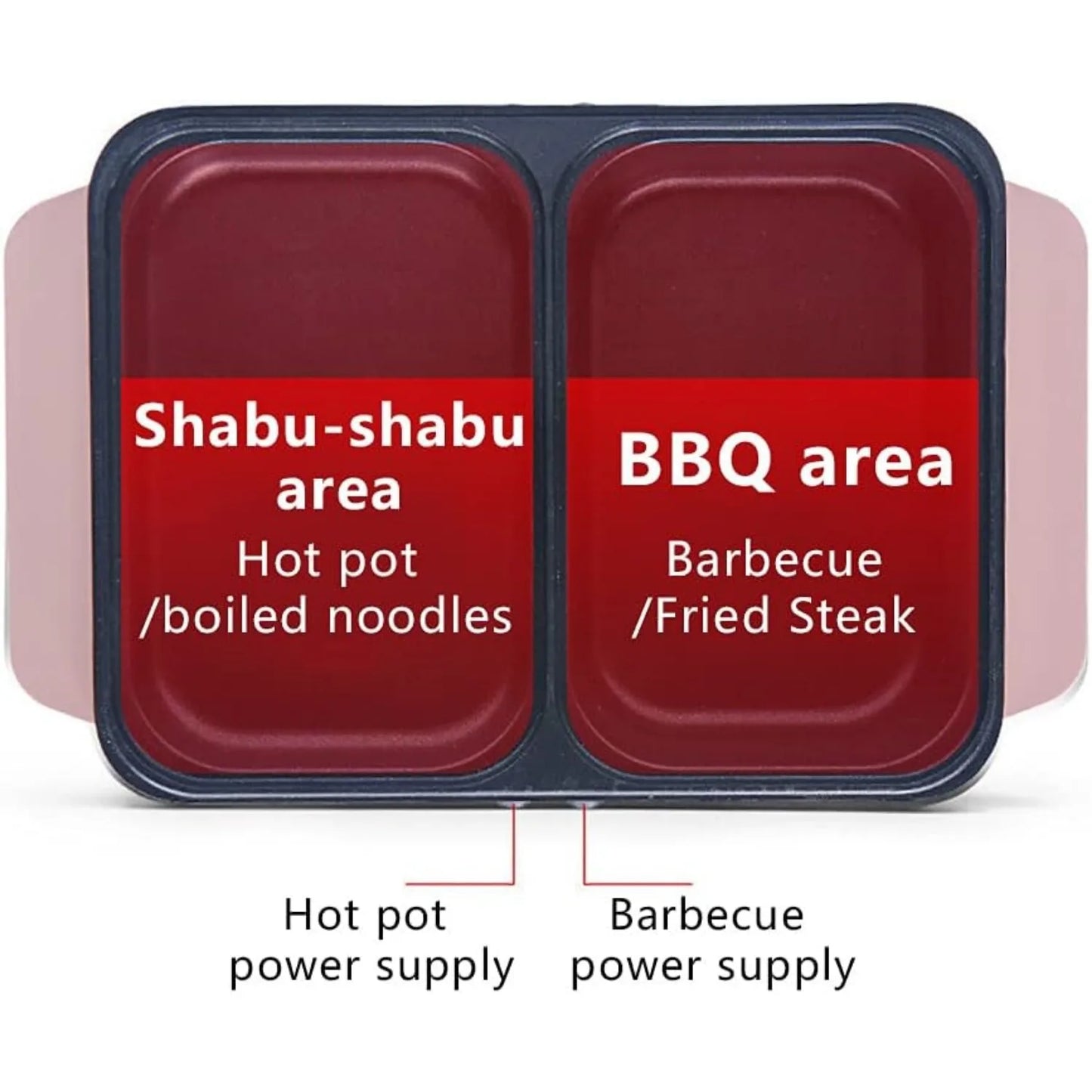 Electric Grill and Hot Pot, Smokeless Griddle, Portable Non-Stick Teppanyaki Pan, Ideal for Indoor/Outdoor Parties