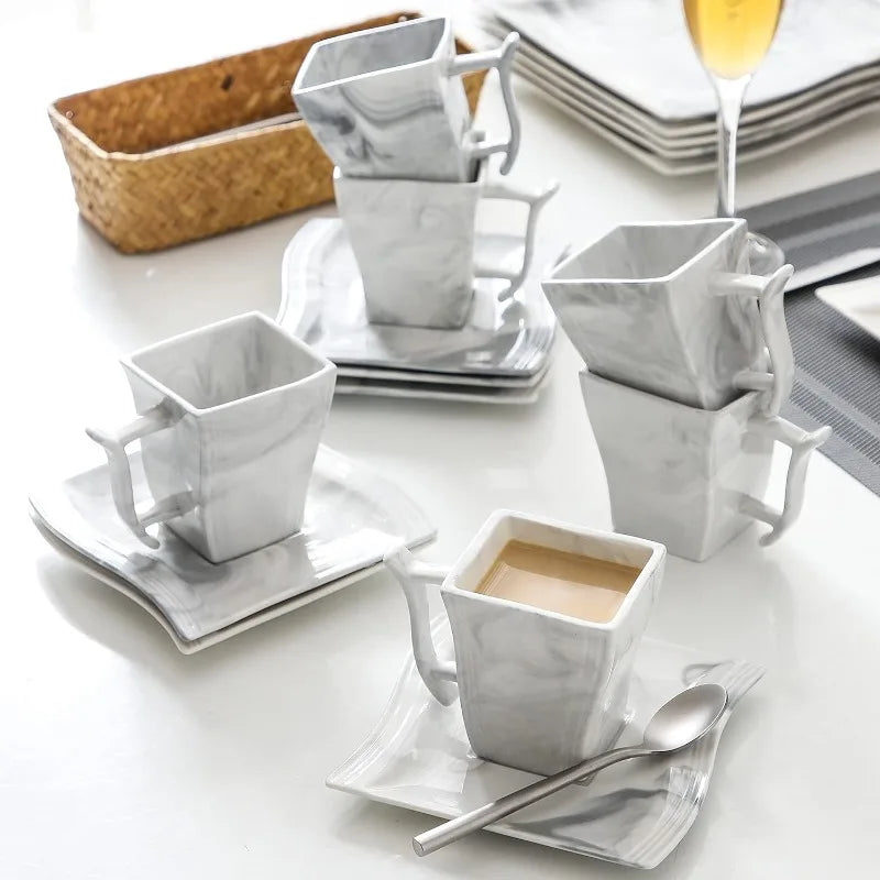 Porcelain Dinnerware Sets, Modern Square Dinner Set Plates and Bowls for Dessert, Salad and Pasta,