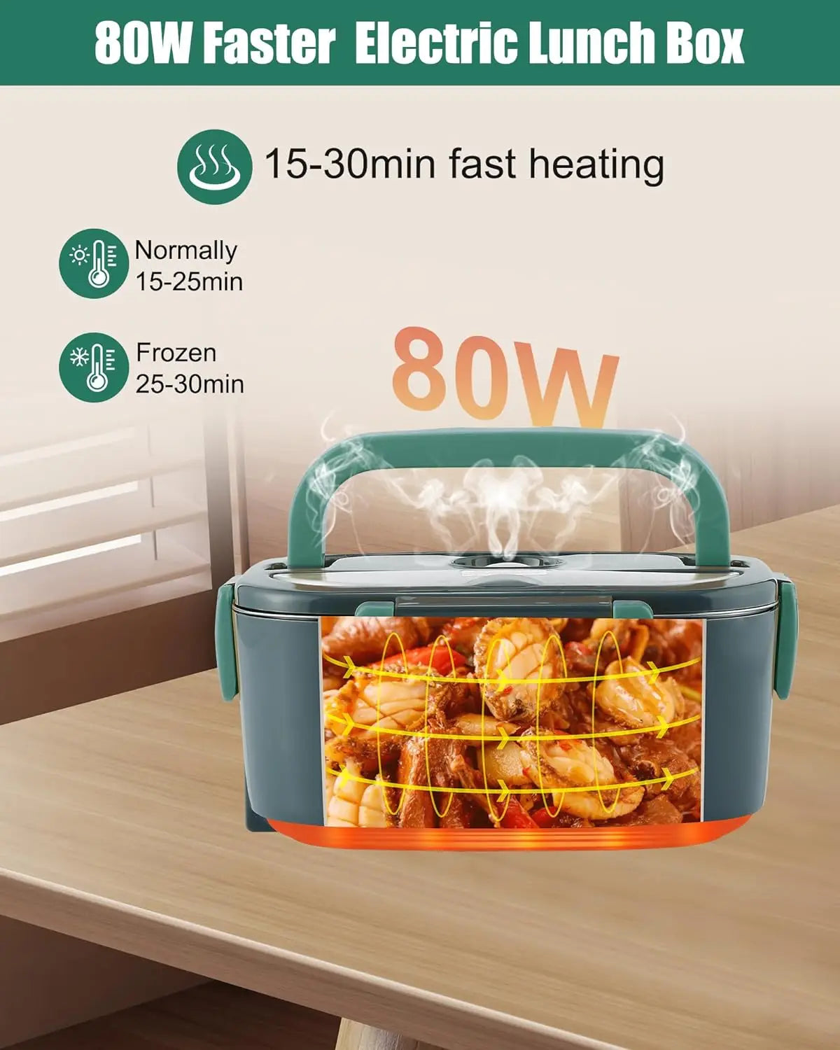Budded Electric Lunch Box 80W Food Heater for Adults,