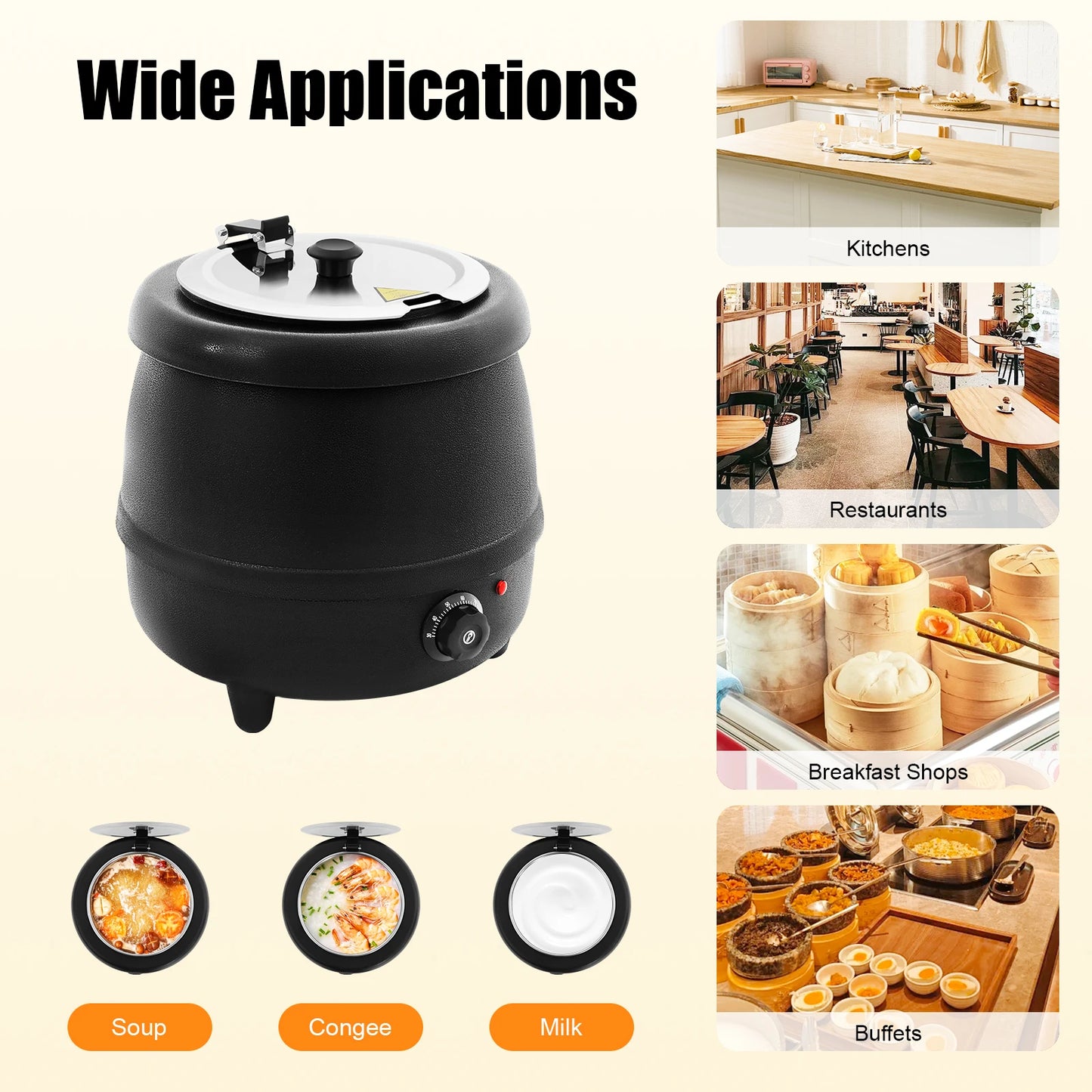 Adjustment, New Commercial 10 Liter Electric Soup Kettle Warmer Restaurant Stock Pot