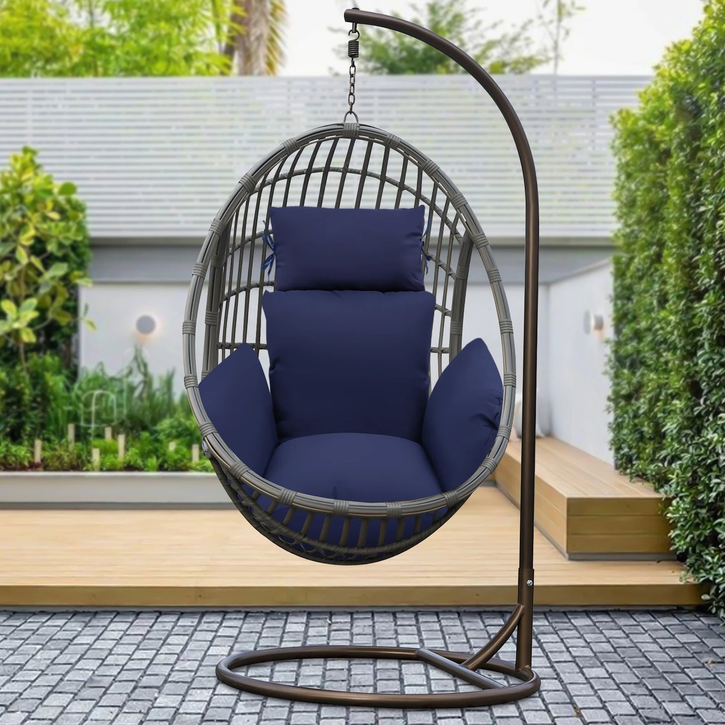 Durable Patio Cushions with High-Density PP Cotton Filling, UV-Resistant Polyester Cover, One-Piece Design with Backrest, Seat,