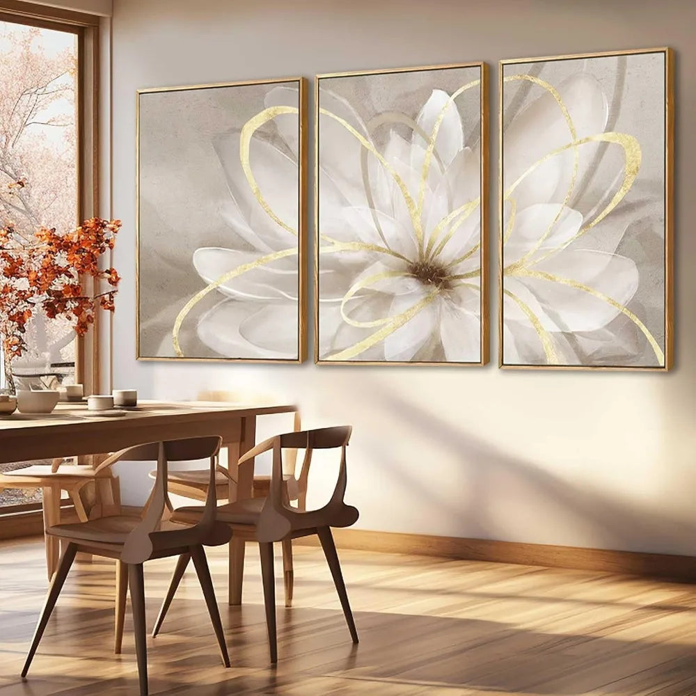 Posters & Prints, Gold Canvas Wall Art Abstract Line Painting foe Wall Decor
