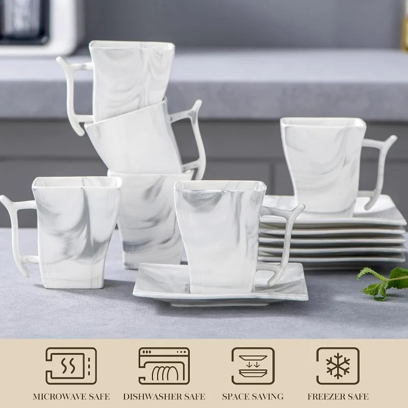 Porcelain Dinnerware Sets, Modern Square Dinner Set Plates and Bowls for Dessert, Salad and Pasta,