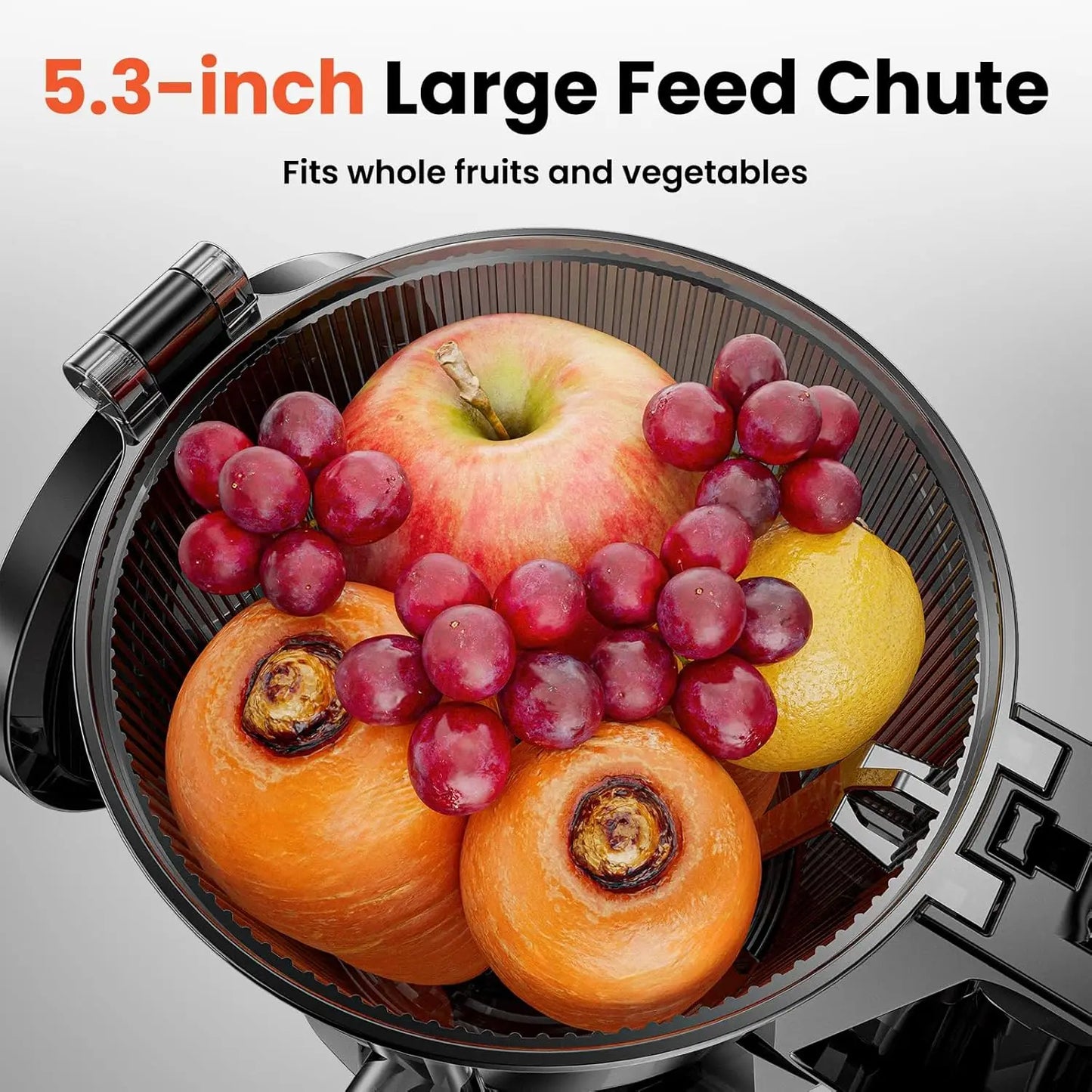 Cold Press Juicer, Slow Masticating Machines with 5.3" Extra Large Feed Chute Fit Whole Fruits Vegetables Easy Clean,200W
