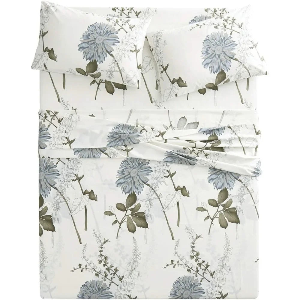 Deep Pocket Sheets Sets 100% Cotton Full Sheet Set Floral Bed Sheets Bedspreads and Covers Comforter King Size Home Textile