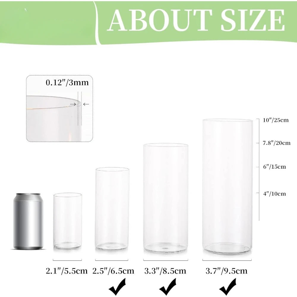Cylinder Glass Vase Set of 30 Modern Clear Vases for Flowers Room Decor