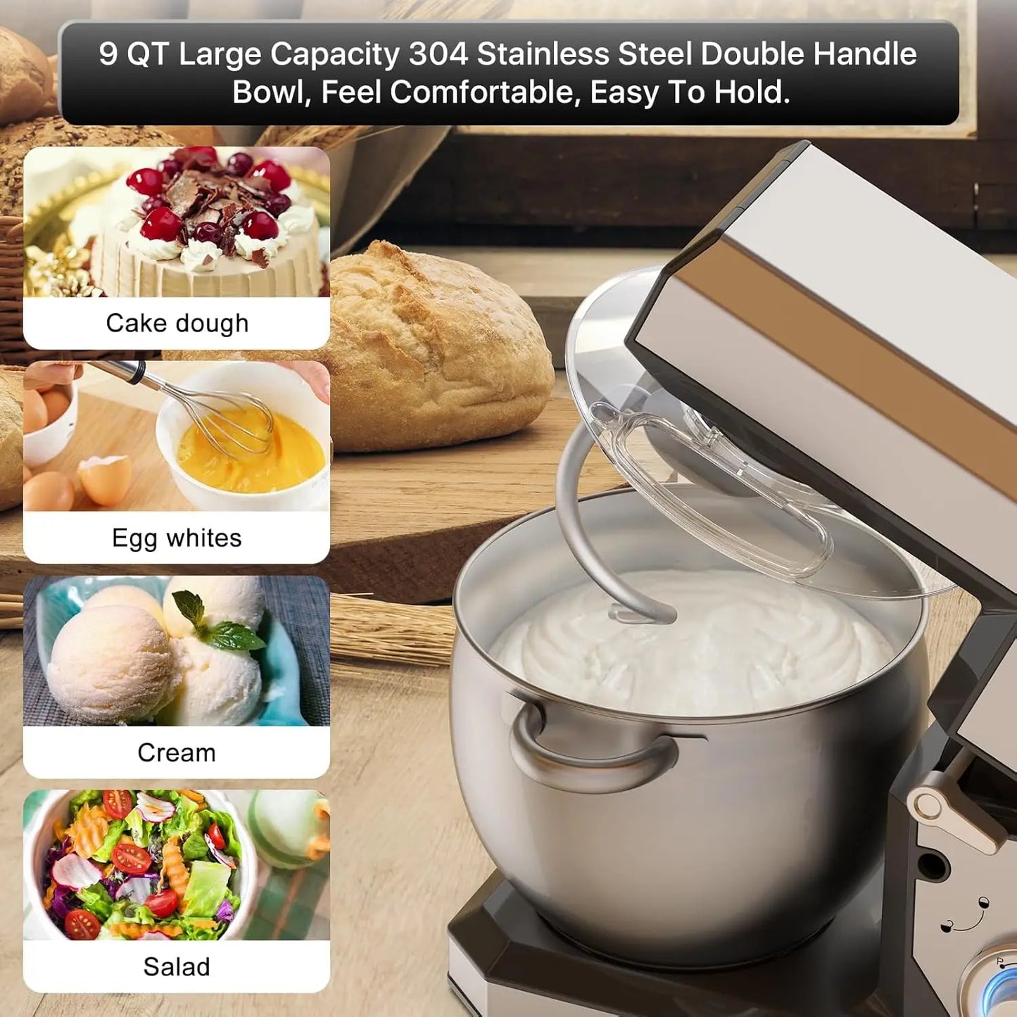 Electric Mixer Kitchen Mixer With Dough Hook, Whisk, Beater, Meat Grinder,