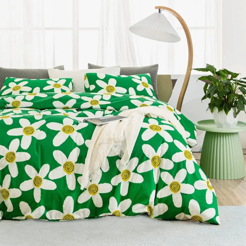 Boho Paisley Duvet Cover Set 100% Cotton King Size Bedding 3 Pieces Set 1 with Zipper Ties 2 Pillowcases