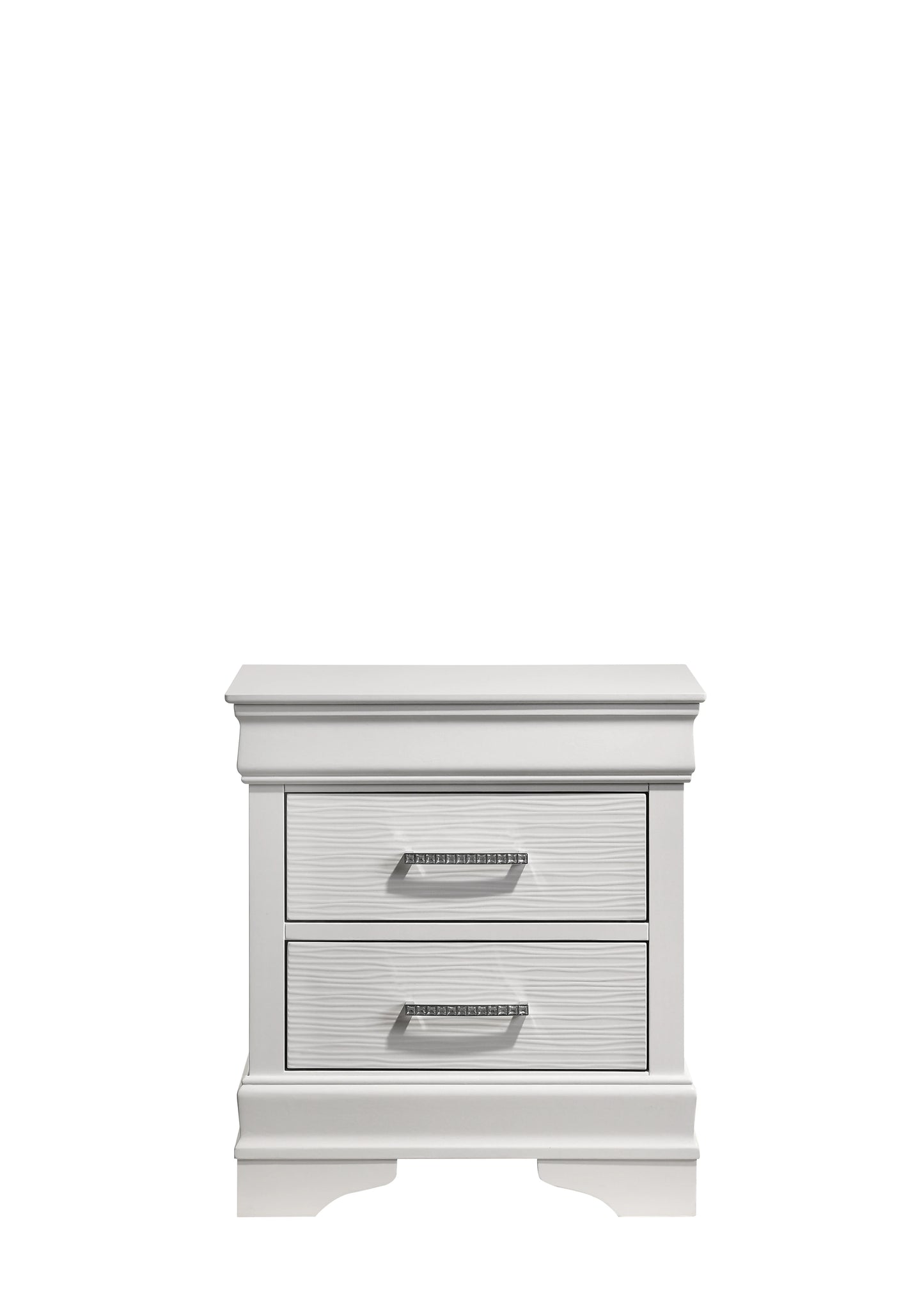 Queen 5-N Pc Tufted Upholstery LED Bedroom set made with Wood in White Bedroom Furniture Set