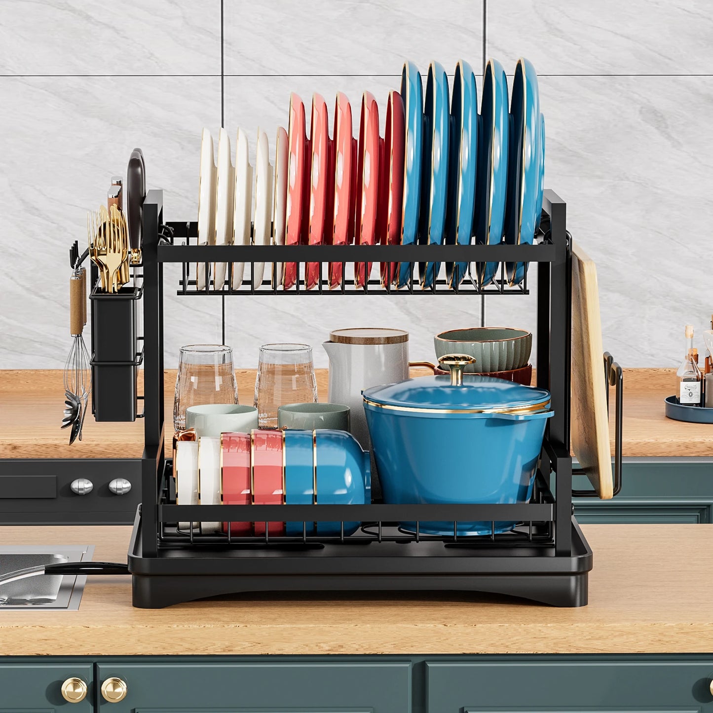 Dish Drying Rack Multifunctional Dish Rack for Kitchen Counter, Storage