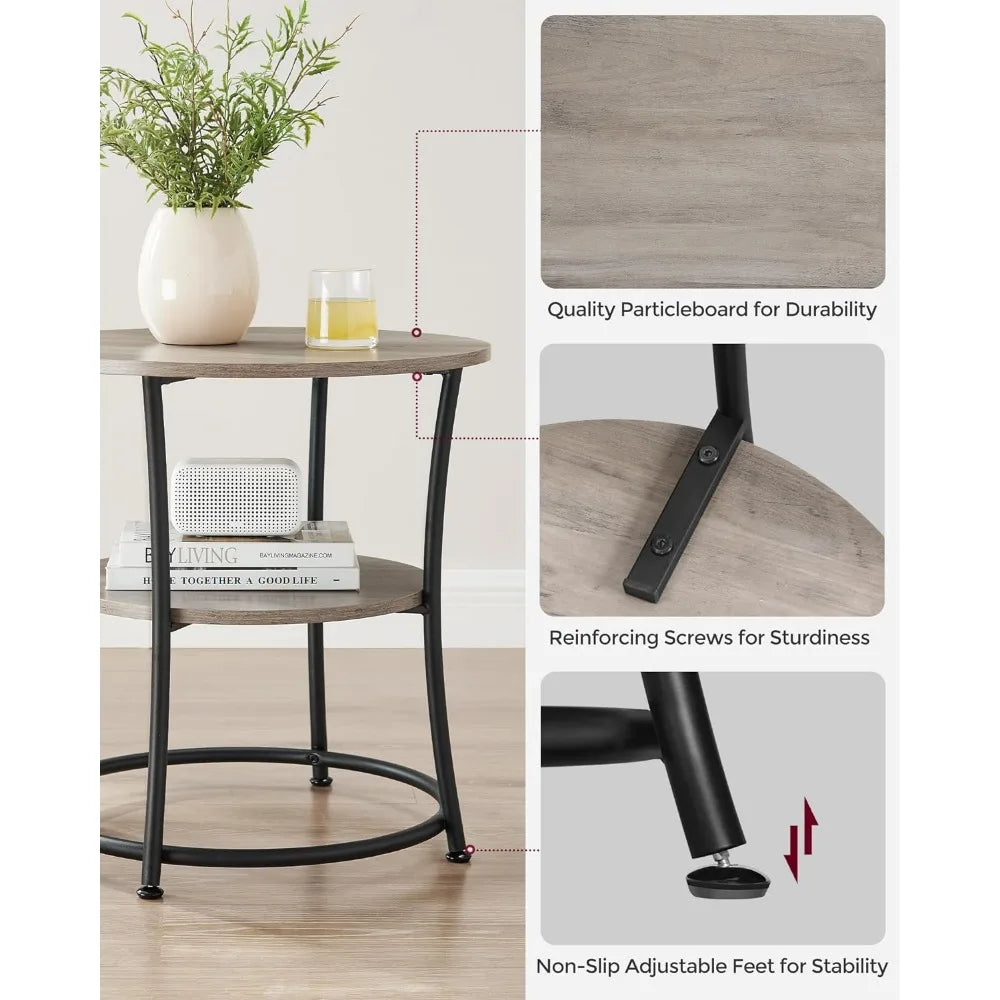 Table with 2 Shelves for Living Room, Bedroom, Nightstand Spaces, Outdoor Coffee Table